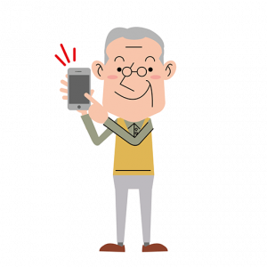 スマホを使うおじいさん